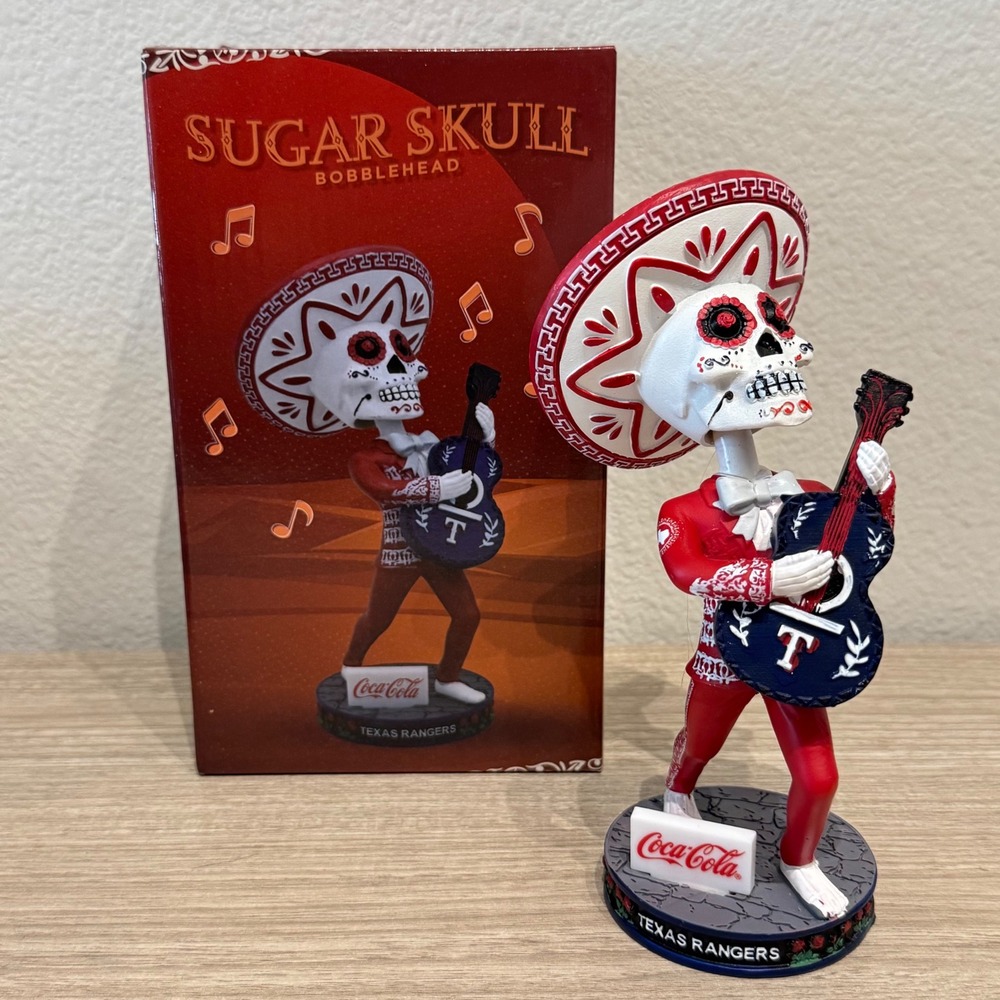2025 Texas Rangers Coca-Cola Día De Los Muertos Sugar Skull Bobblehead w/ Box